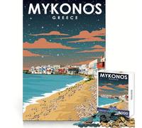 Rompecabezas de 1000 Piezas Mykonos,Grecia Arte Nocturno para Adultos y Adolescentes Ideal para el Bienestar Mental,el Ocio y la relajación Cierre (50x75cm)