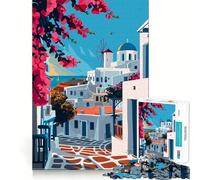 Rompecabezas de 1000 Piezas Mykonos Grecia Viaje Arte Fino Diversión Juego de Resolución de Problemas Juguete Juego Tranquilo Tiempo Decoración Navideña Regalo (50x75cm)
