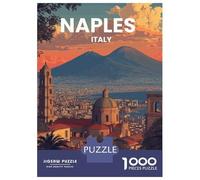 Rompecabezas De 1000 Piezas - Naples, Italy Cityscape with Mount Vesuvius Rompecabezas Juego De Ingenio Decoración De Pared Oferta como Regalos para Toda La Familia 52x38cm/1000pcs
