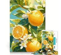 Rompecabezas de 1000 Piezas Naranjas y Flores para Adolescentes Juguete Relajante con Bordes Ajustados Regalo Premium (38x26cm)
