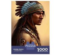 Rompecabezas De 1000 Piezas - Native American Warrior Rompecabezas para Adultos Juego De Ingenio Desafío Difícil Regalos para Reducir El Estrés 70x50cm/1000pcs