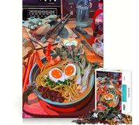 Rompecabezas de 1000 Piezas Naturaleza Muerta con Ramen y Herramientas de Artista para Adolescentes Ideal para Mejorar la Memoria, Relajarse y Disfrutar de un Corte Firme Regalo Festivo (50x75cm)