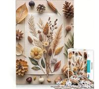 Rompecabezas de 1000 Piezas: Naturaleza Muerta otoñal con Elementos Secos, Juguete Educativo, desafiante de completar, cumpleaños y Navidad, 50x75cm