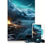 Rompecabezas de 1000 Piezas Naturaleza nórdica en la Nieve para Adolescentes Juguete Que estimula la lógica y Alivia la tensión Borde de Calidad Artículo de Santa Claus (38x26cm)