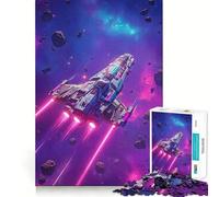 Rompecabezas de 1000 Piezas Nave Espacial Volando a través de un Campo de asteroides Juego Mental para Adultos y Adolescentes Reducción de la Mente Corte preciso 38x52cm