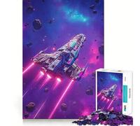 Rompecabezas de 1000 Piezas Nave Espacial Volando a través de un Campo de asteroides Juguete Inteligente para Adolescentes Tiempo de convivencia Pieza de colección de Arte con Corte preciso 38x26cm