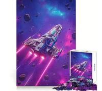 Rompecabezas de 1000 Piezas Nave Espacial Volando a través de un Campo de asteroides Juguete Inteligente para Adolescentes Tiempo de convivencia Pieza de colección de Arte con Corte preciso 38x26cm