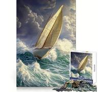 Rompecabezas de 1000 Piezas Navegando a través de la tormenta para Adolescentes Juego Inteligente para Jugar en Grupo Imagen para armar Decoración de Pared (38x26cm)
