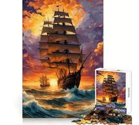 Rompecabezas de 1000 Piezas Navegando al Atardecer para Adolescentes Mejora la Memoria Estilo Casual y Relajado Bordes precisos Regalo Elegante (38x52cm)