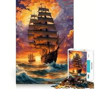 Rompecabezas de 1000 Piezas Navegando al Atardecer para Adultos Mejora la Memoria y Alivia la ansiedad Bordes precisos Sorpresa navideña (38x26cm)