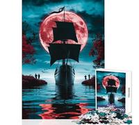 Rompecabezas de 1000 Piezas Navegando bajo la Luna de Sangre Juguete Decorativo de Pared Regalo de cumpleaños Juego de ingenio con Piezas aleatorias Que se entrelazan por Completo tamaño 38x52cm