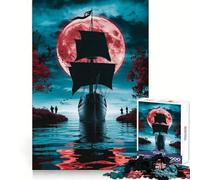Rompecabezas de 1000 Piezas Navegando bajo la Luna de Sangre para Adultos Juguete para ejercitar la Mente, Ideal para Fortalecer los Lazos Familiares Corte de precisión Regalo Creativo (38x52cm)