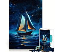 Rompecabezas de 1000 Piezas Navegando bajo Las Estrellas para Adolescentes Juguete para ejercitar la Mente Diseño Relajante Regalo Ideal para armar (38x26cm)