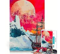 Rompecabezas de 1000 Piezas Navegando bajo una Luna carmesí para Adolescentes Mejora la Memoria Suave y Relajante Corte Premium Sorpresa de cumpleaños (38x26cm)