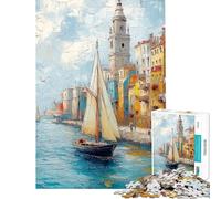Rompecabezas de 1000 Piezas Navegando en Venecia Rompecabezas para Adultos para divertirse en Familia Difícil y desafiante Juguetes educativos 38x52cm