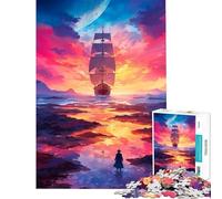 Rompecabezas de 1000 Piezas Navegando hacia el Atardecer Juego de ingenio desafío de Inteligencia Juguetes adictivos Regalo de cumpleaños desafío difícil (tamaño 38x52cm)