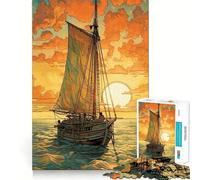 Rompecabezas de 1000 Piezas Navegando hacia el Atardecer para Adolescentes Juguete Intelectual para la relajación Mental Corte de Calidad Regalo Ideal para Las Fiestas (38x52cm)