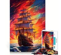 Rompecabezas de 1000 Piezas Navegando hacia el Atardecer para Adolescentes Juguete Mental para aliviar el estrés Corte Premium (38x52cm)