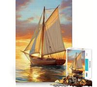 Rompecabezas de 1000 Piezas Navegando hacia el Atardecer para Adultos Ideal para ejercitar la Memoria y Disfrutar del Tiempo Libre Diseño para armar Colección de Arte (50x75cm)