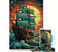 Rompecabezas de 1000 Piezas Navegando hacia el Atardecer para Adultos Juguete de lógica Fina Tiempo Libre Arte de Bordes limpios Coleccionable (38x26cm)
