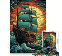 Rompecabezas de 1000 Piezas Navegando hacia el Atardecer para Adultos Juguete de lógica Fina Tiempo Libre Arte de Bordes limpios Coleccionable (38x26cm)