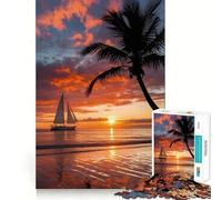 Rompecabezas de 1000 Piezas Navegando hacia el Atardecer para Adultos Mejora la Memoria, Calma la Mente, diseño, Montaje y Regalo Creativo (38x26cm)