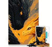 Rompecabezas de 1000 Piezas,Negro y Dorado,dúo de Dragones,articulaciones afiladas,Juego Creativo para ejercitar la Mente,Juego para Pasar un rato Agradable,Regalo de cumpleaños (38x52cm)