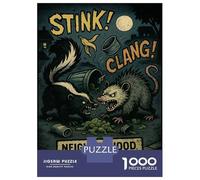 Rompecabezas De 1000 Piezas Neighborhood Classic Commotion Skunk Vs. Opossum Rompecabezas para Adultos Juego De Ingenio Análisis Y Lógica Cumpleaños 38x26cm/1000pcs