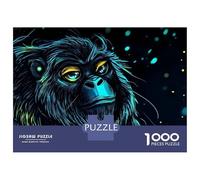 Rompecabezas De 1000 Piezas Neon Gorilla Portrait Rompecabezas para Adultos Juego De Ingenio Carrera De Velocidad De Manos Cumpleaños Y Navidad 52x38cm/1000pcs