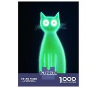 Rompecabezas De 1000 Piezas - Neon Green Cat Rompecabezas para Adolescentes Juego Familiar Análisis Y Lógica Trato como Regalos para Toda La Familia 70x50cm/1000pcs