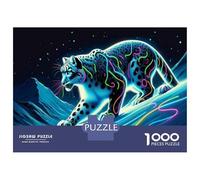 Rompecabezas De 1000 Piezas Neon Leopard Wall Art Print-3 Rompecabezas para Adultos Juguetes Antiestrés Regalos para Mujeres Regalos De Cumpleaños Únicos 52x38cm/1000pcs