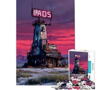 Rompecabezas de 1000 Piezas Neon Outpost Wasteland Inn Juego Educativo Imposible de completar para Mayores de 14 años Juego de Rompecabezas (50x75cm)