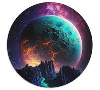 Rompecabezas de 1000 Piezas Neon Planet, Rompecabezas Redondo de 1000 Piezas, Ideal para Fiestas, cumpleaños y Noches de Juegos en Familia (tamaño 67,5 x 67,5 cm)