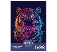 Rompecabezas De 1000 Piezas Neon Tiger Animal Rompecabezas para Adultos Juego De Ingenio Análisis Y Lógica Interacción Entre Padres E Hijos 38x26cm/1000pcs