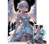 Rompecabezas de 1000 Piezas Niña ángel con Vestido Blanco Juego de Ejercicios de Pensamiento con Encaje Huecos,desafío Interactivo para el Cerebro en casa (38x26cm)