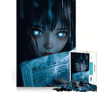 Rompecabezas de 1000 Piezas Niña de Ojos Azules con periódico Diseño con Corte preciso Juguete Que estimula la Mente Juego fácil de Jugar Regalo Ideal para cumpleaños 38x26cm