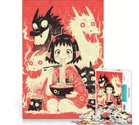 Rompecabezas de 1000 Piezas: Niña Demonio Comiendo Ramen, Juegos Familiares, Regalo de cumpleaños, con póster y Hoja de Preguntas a Juego 38x52cm