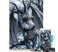 Rompecabezas de 1000 Piezas Niña Demonio de Invierno con Alas para Adultos Juego de Habilidad Mental Corte láser para un Ajuste Actividad gratificante para días lluviosos (50x75cm)