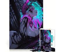 Rompecabezas de 1000 Piezas Niña Demonio Neón en Bosque Oscuro para Adolescentes Juguete fácil de Usar Corte preciso Regalo increíble (50x75cm)