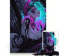 Rompecabezas de 1000 Piezas Niña Demonio Neón en Bosque Oscuro para Adultos Juguete de lógica, diseño Relajante y Divertido para armar Regalo Ideal para Navidad (38x26cm)