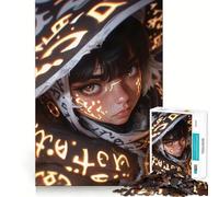 Rompecabezas de 1000 Piezas Niña Mística con Símbolos Brillantes para Adultos Juguete de lógica Clara, diversión Relajante, Corte Perfecto, Regalo Elegante (38x52cm)