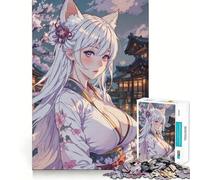 Rompecabezas de 1000 Piezas Niña Zorra Blanca para Adolescentes Juego Que estimula el Cerebro Encaje Huecos Actividad Relajante para Grupos en Interiores (50x75cm)