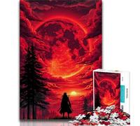 Rompecabezas de 1000 Piezas Ninja bajo la Luna de Sangre para Adultos y Adolescentes 1000 Piezas Juguetes educativos Juegos para aliviar el estrés y fomentar el Amor en Pareja (50x75cm)