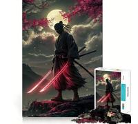 Rompecabezas de 1000 Piezas Ninja con Espadas Brillantes bajo la luz de la Luna para Adultos Juego Inteligente de Rompecabezas Divertido Montaje de imágenes Regalo de Temporada (38x26cm)