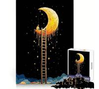 Rompecabezas de 1000 Piezas Niño en la Luna con Escalera a Las Estrellas para Adultos Estimulación Cerebral Un pasatiempo Relajante Corte Premium Regalo de cumpleaños (50x75cm)