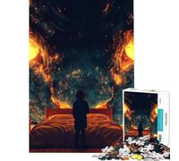 Rompecabezas de 1000 Piezas Niño enfrentándose a un Monstruo en su habitación Diversión en casa Juguetes antiestrés de Corte de precisión Aptos para Mayores de 14 años (38x52cm)