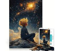 Rompecabezas de 1000 Piezas Niño Mirando Las Estrellas Juego de Corte sin Costuras Juego Creativo Juguete Juego Casual Arte navideño para el Ocio (50x75cm)