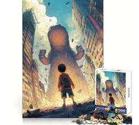 Rompecabezas de 1000 Piezas Niño y Monstruo Gigante en Ciudad en ruinas para Adultos Ideal para ejercitar la Mente, entretenerse y Disfrutar (38x52cm)
