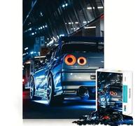 Rompecabezas de 1000 Piezas Nissan Skyline R Azul,Vista Trasera,diseño de Corte preciso,desafío Inteligente y Divertido,Ideal para el Ocio 38x52cm