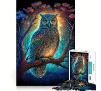 Rompecabezas de 1000 Piezas Noche de Búhos para Adultos Regalo Ideal para Mejorar la Memoria y Relajarse Corte Premium Sorpresa cálida (38x52cm)